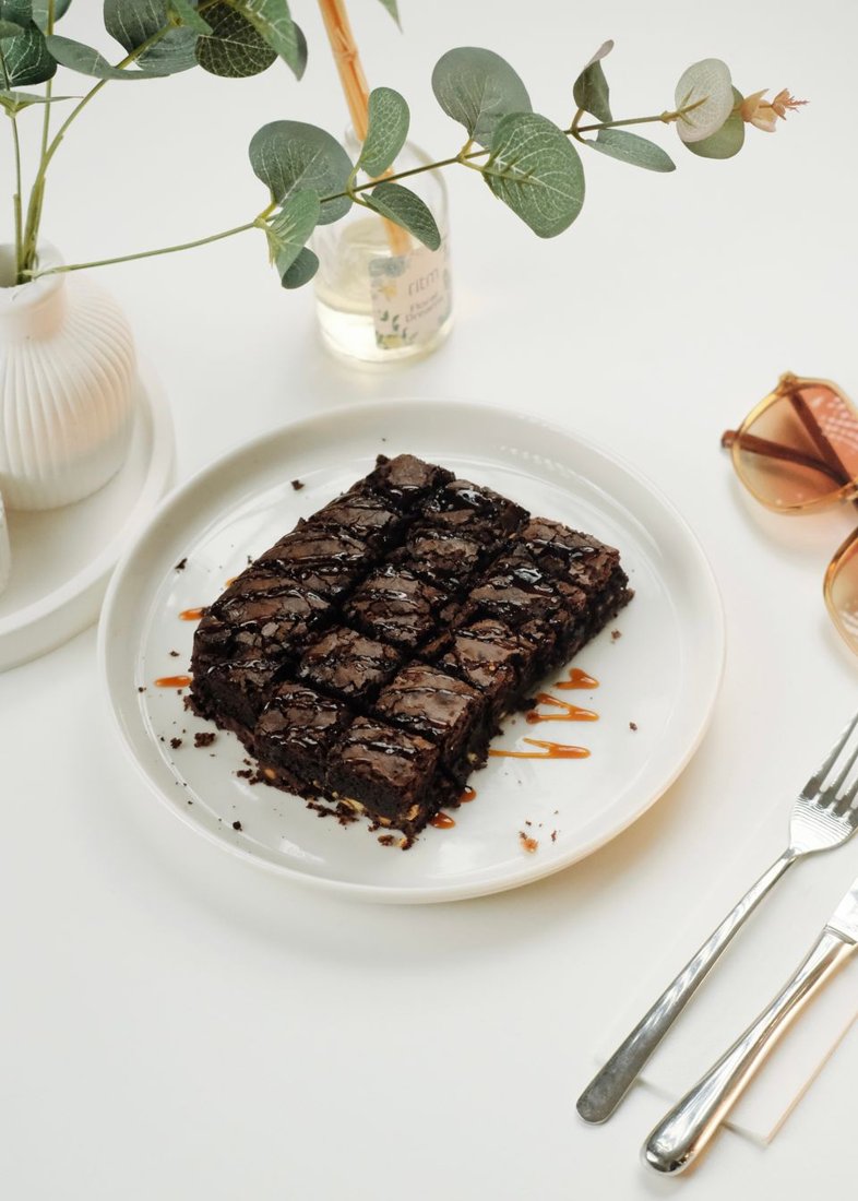 Chocolate brownies for the weekend serving suggestion